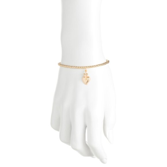 MILOR SILVER Gold Made In Italy Sterling Silver Bead Stretch Charm Bracelet - Picture 2 of 2